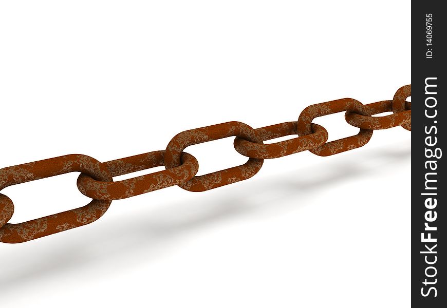 Rusty chain isolated on white background. High quality 3d render.