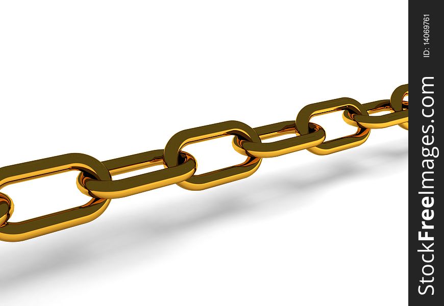 Golden chain isolated on white background. High quality 3d render.