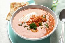 Delicious Butter Chicken In Bowl Served On Table. Stock Photo