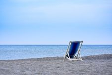 Empty Deck Chairs Facing The Sea Royalty Free Stock Photography