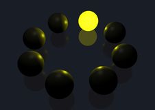 Team Of Spheres Illuminated By Leader Royalty Free Stock Image Team Of Spheres Illuminated By Leader Royalty Free Stock Image