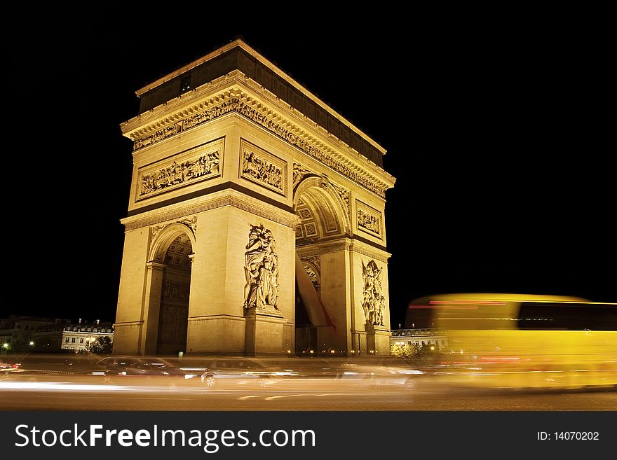 Photo of night view of Arch of Triumph, France