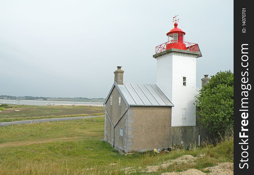 Pointe d'Argon Lighthouse on the coast of France in Normandy