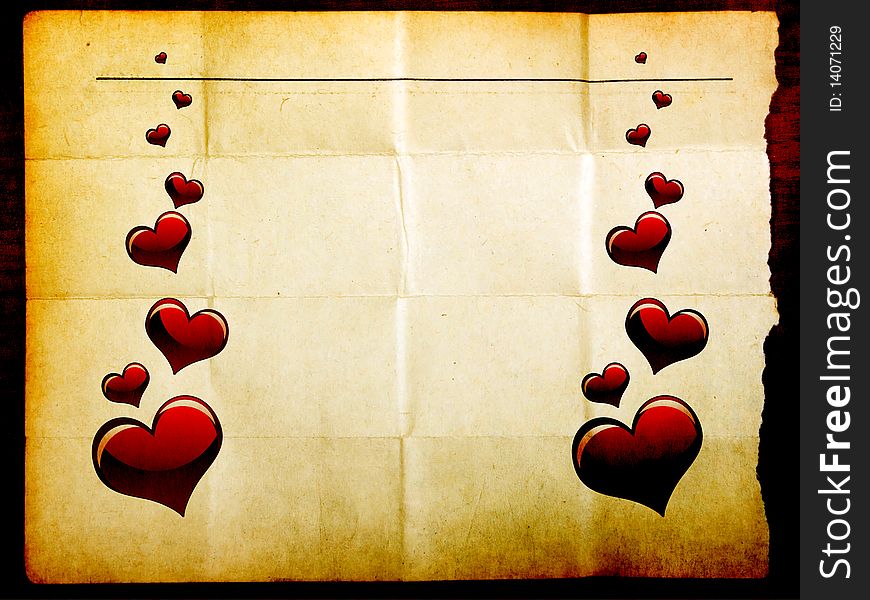 Various size heart shapes on paper background. Various size heart shapes on paper background