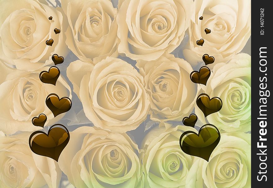 Various size heart shapes on rose background. Various size heart shapes on rose background