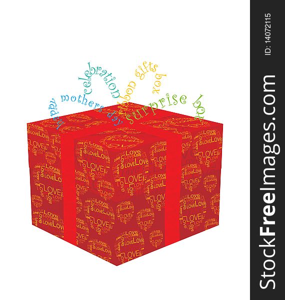 Typographic gift box and colors. Typographic gift box and colors