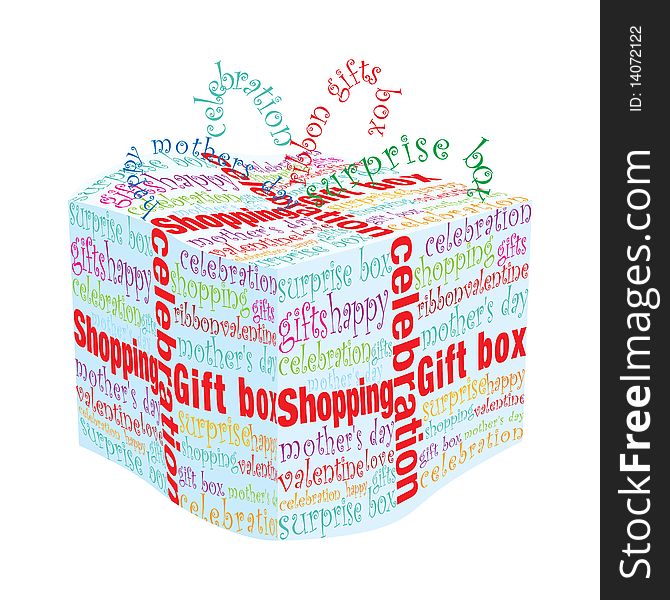 Typographic gift box and colors. Typographic gift box and colors