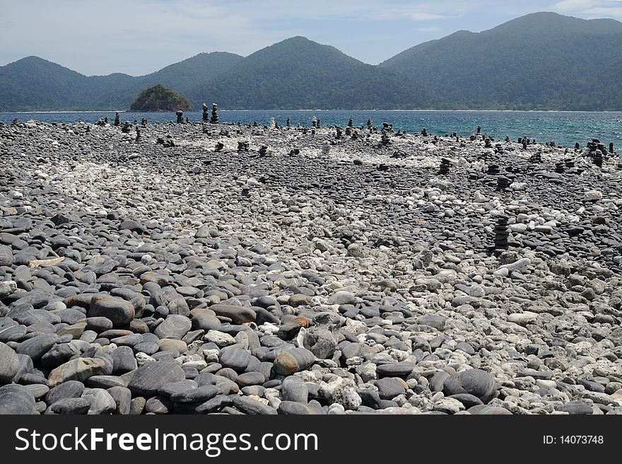 Stone beach on the island in Thailand