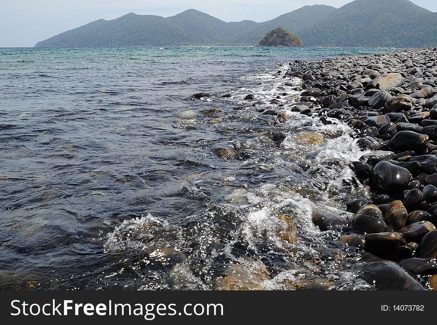 Stone beach on the island in Thailand