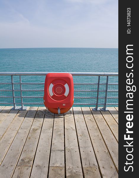 Lifebuoy near the deep sea