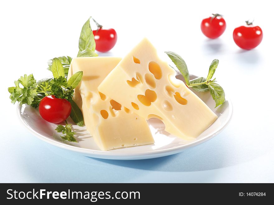 Two pieces of tasty cheese