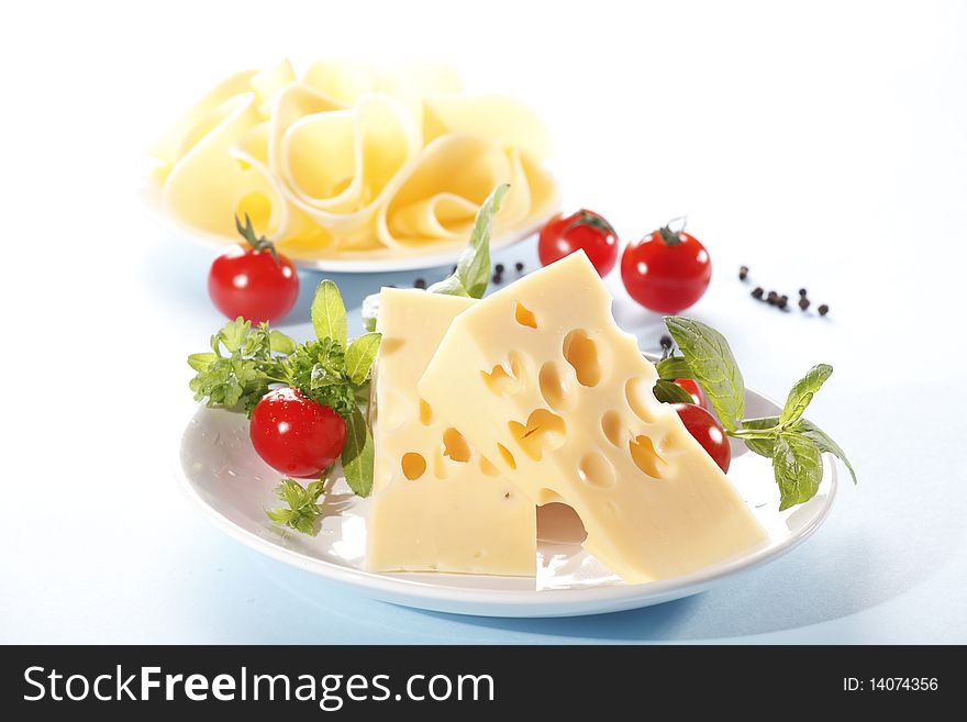 Two pieces of tasty cheese