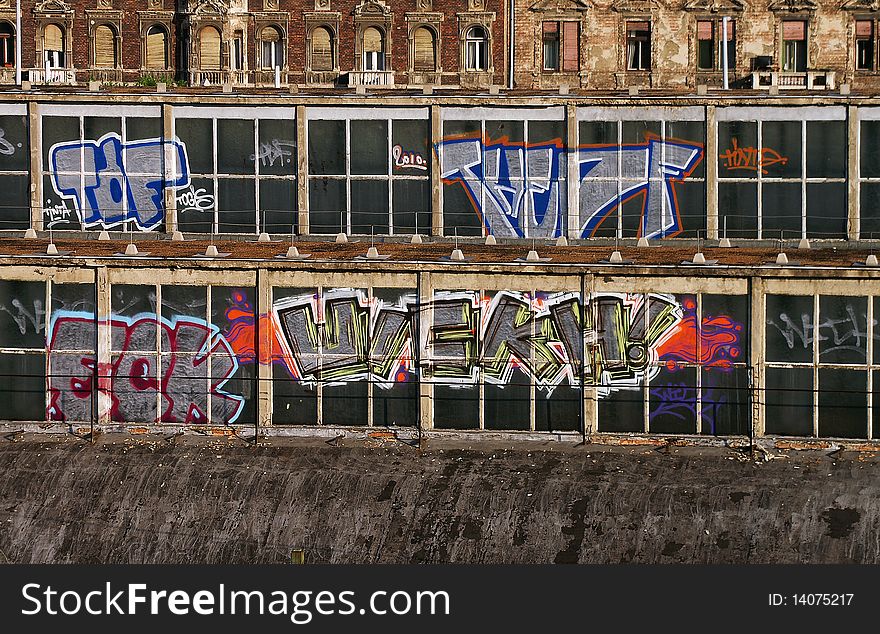 Graffiti in a downtown building