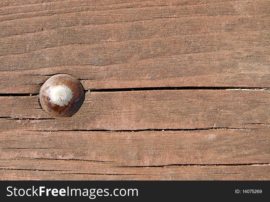 Wooden texture with a bolt