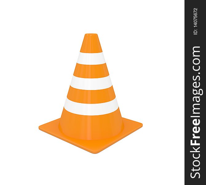 Traffic cone isolated on white - 3d illustration