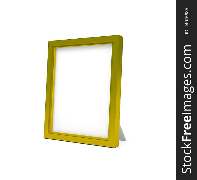 Golden photo frame isolated on white - 3d illustration