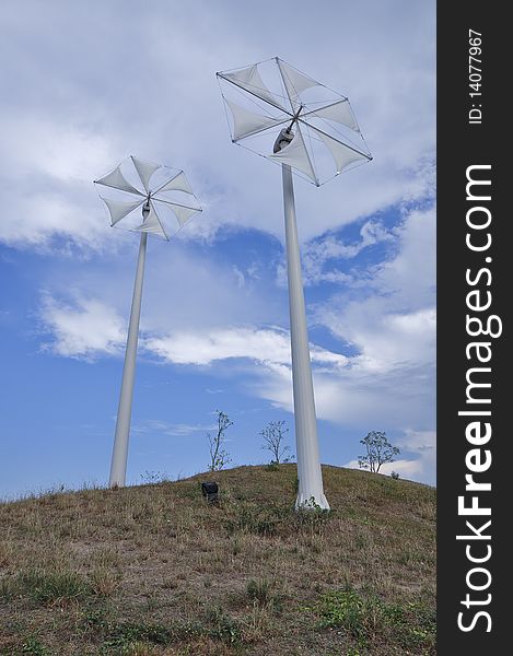 This picture is wind mill on the hill in  Thailand