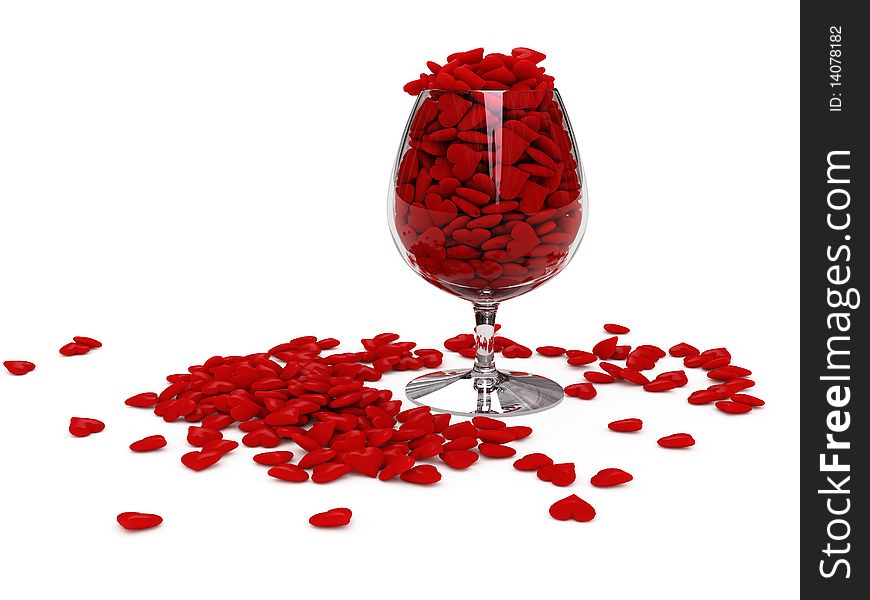 Hearts in wineglass