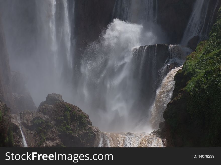 Close-up of the Ouzoud Waterfall in Morocco. Close-up of the Ouzoud Waterfall in Morocco