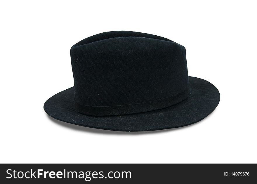 Black fedora hat, isolated on white with clipping path