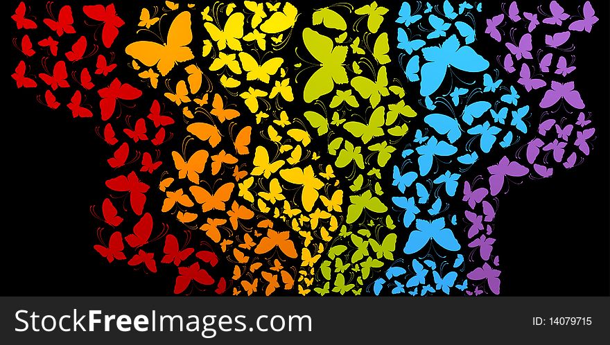 Beautiful abstract background with butterflies. Beautiful illustration.