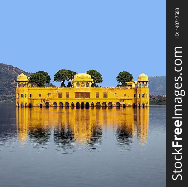 Water Palace Jal Mahal In Man Sagar Lake. Jaipur, Rajasthan, India