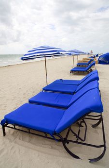 Beach Lounge Chairs And Umbrellas Royalty Free Stock Photography Beach Lounge Chairs And Umbrellas Royalty Free Stock Photography