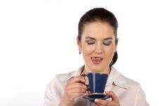 Woman With Coffee Cup Stock Photo