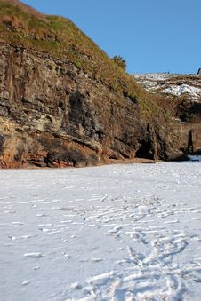 Empty Rocky Beach Cliffs On A Cold Winters Day Stock Photo Empty Rocky Beach Cliffs On A Cold Winters Day Stock Photo