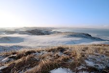 Icy Snow Covered Links Golf Course And Sea Royalty Free Stock Images Icy Snow Covered Links Golf Course And Sea Royalty Free Stock Images