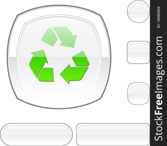 Recycle white buttons. Set of illustration. Recycle white buttons. Set of illustration.