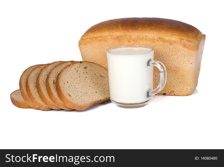 Glass of milk and bread