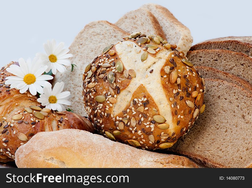 Group of german baked goods with bread and buns