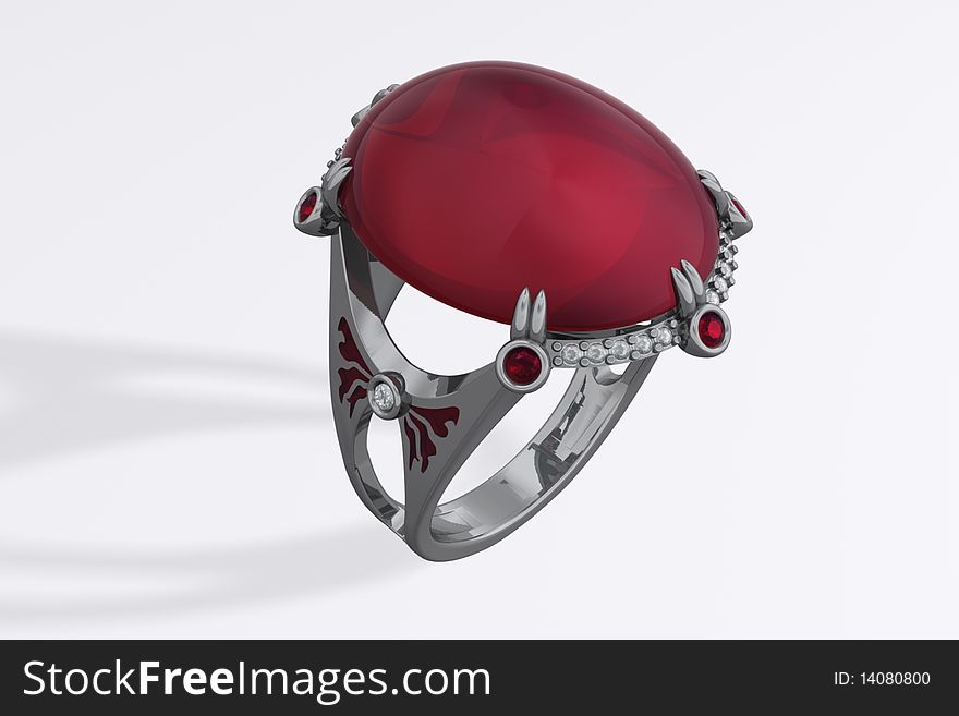 Ring with gem. It is render of 3d illustration