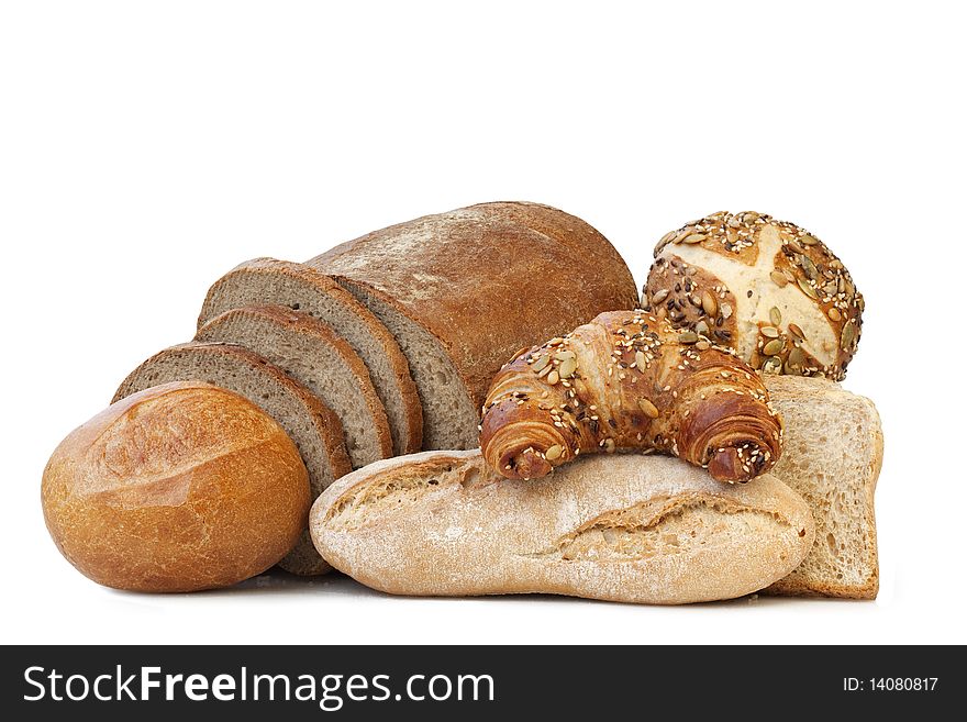 Group of healty baked goods isolated on white Background. Group of healty baked goods isolated on white Background