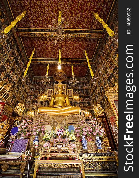 Golden Buddha in the temple.