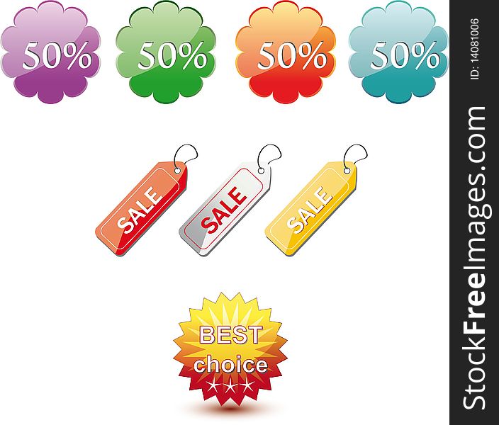 Set of colorful sale stickers and labels. Set of colorful sale stickers and labels