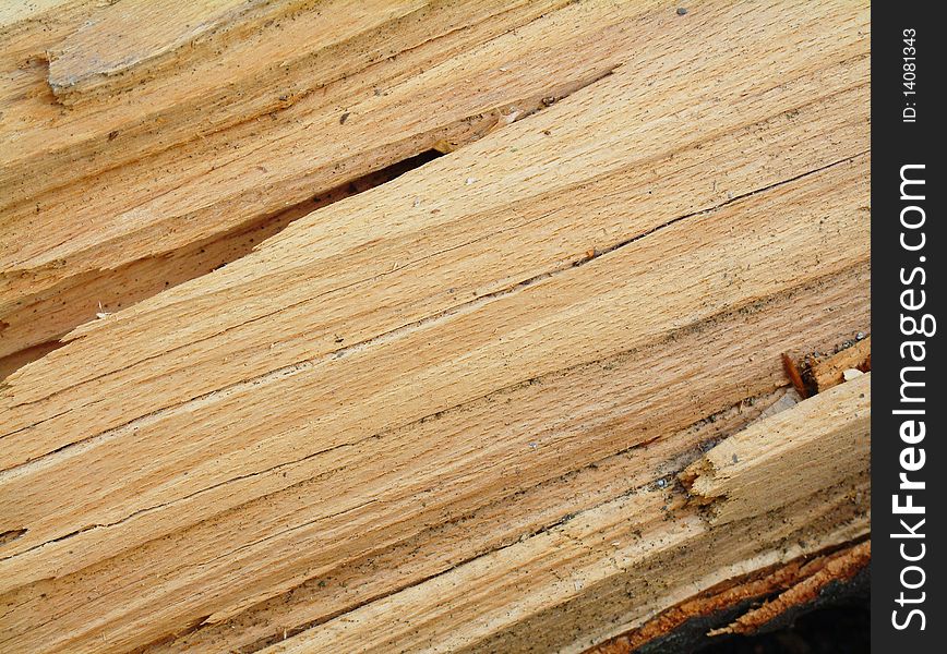 Detail of the cracked wood texture.