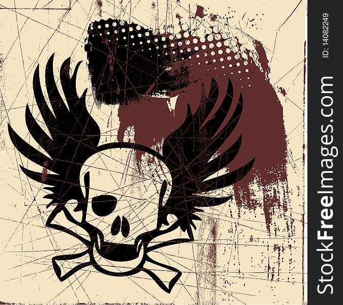Skull design of a grunge background. Skull design of a grunge background
