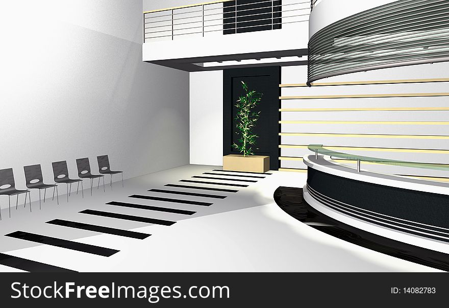 Abstract 3D rendering of modern office interior