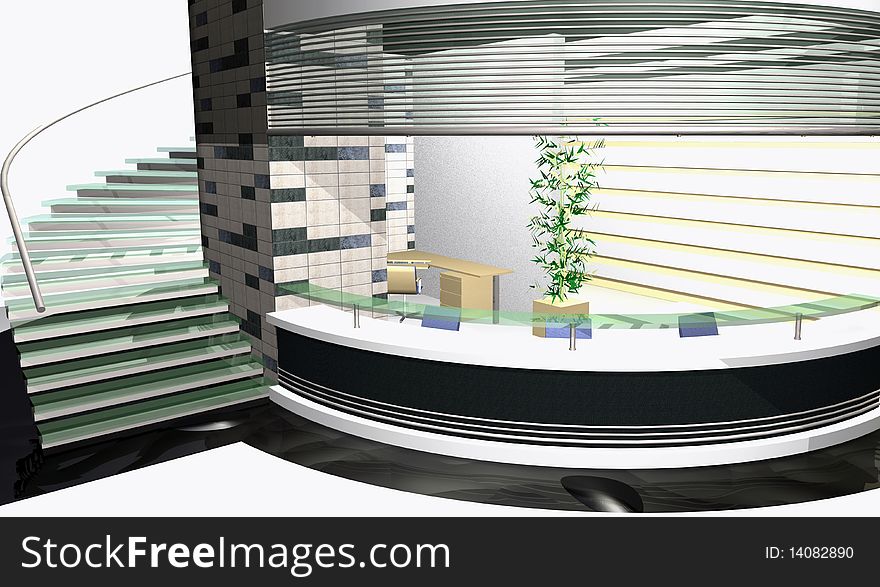 Abstract 3D rendering of modern office interior