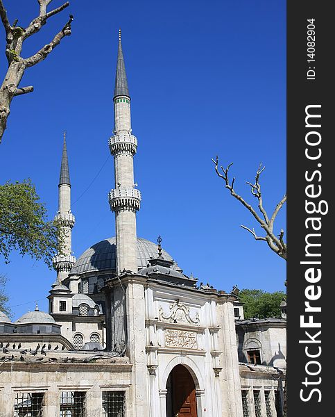 A view of Eyup Mosque. It's a historical and popular mosque in istanbul, turkey.