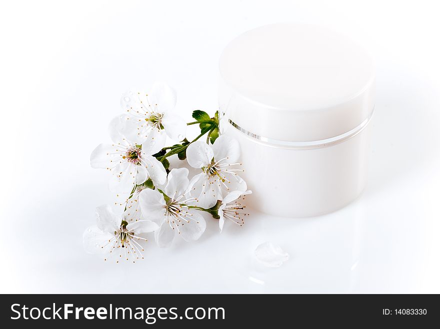 Moisturizing cream for the face in the studio on a white background. Moisturizing cream for the face in the studio on a white background.