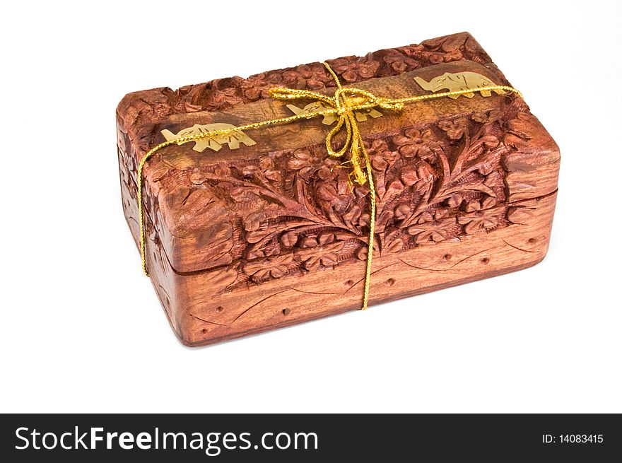 Wooden box on a white background