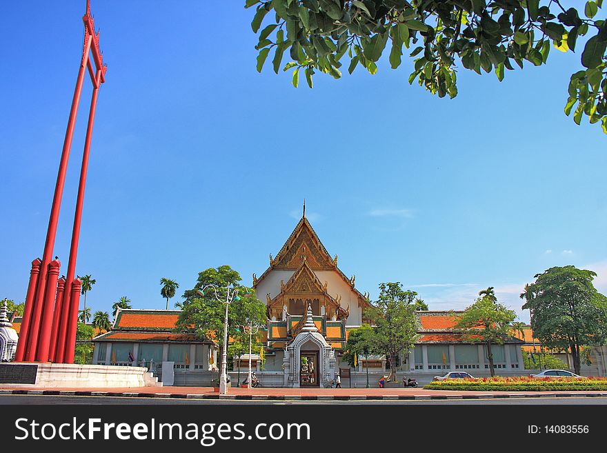 Big swing,landmark bangkok,red,wood swing. Big swing,landmark bangkok,red,wood swing