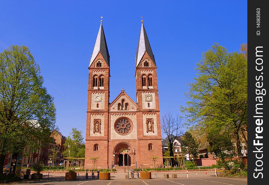 St.Bonifatius church of Heidelberg in spring, Germany. St.Bonifatius church of Heidelberg in spring, Germany