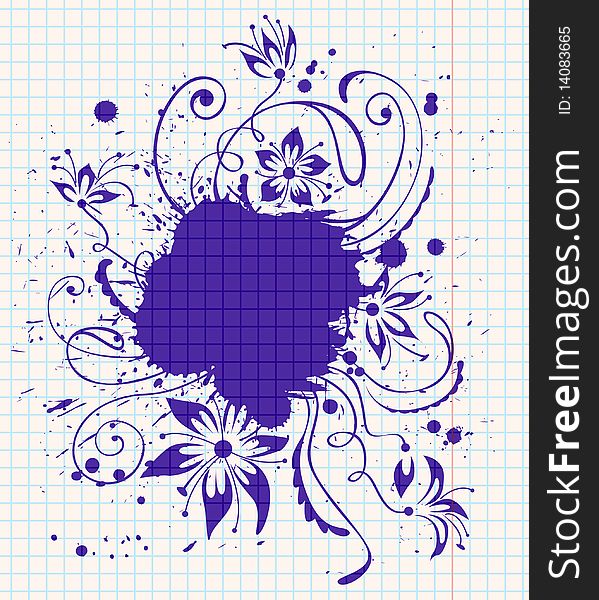 Ink-drawn floral abstract illustration. All objects are layered and grouped separately.