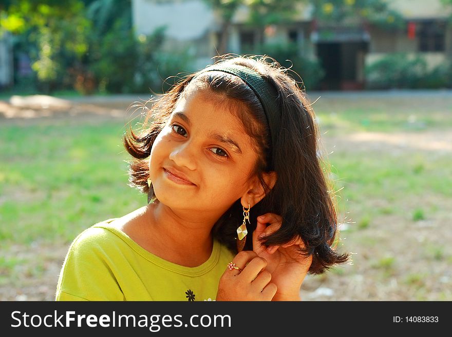 A nice Indian girl with nice mood and radiant face. A nice Indian girl with nice mood and radiant face.