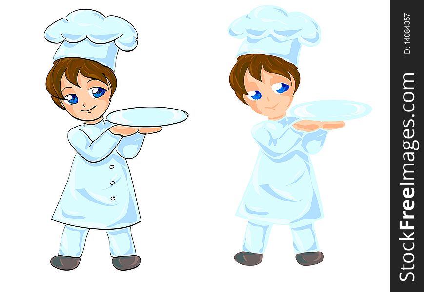 Cute little cook with a plate