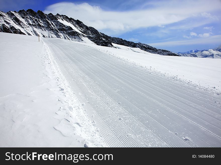 Ski Track In Alps